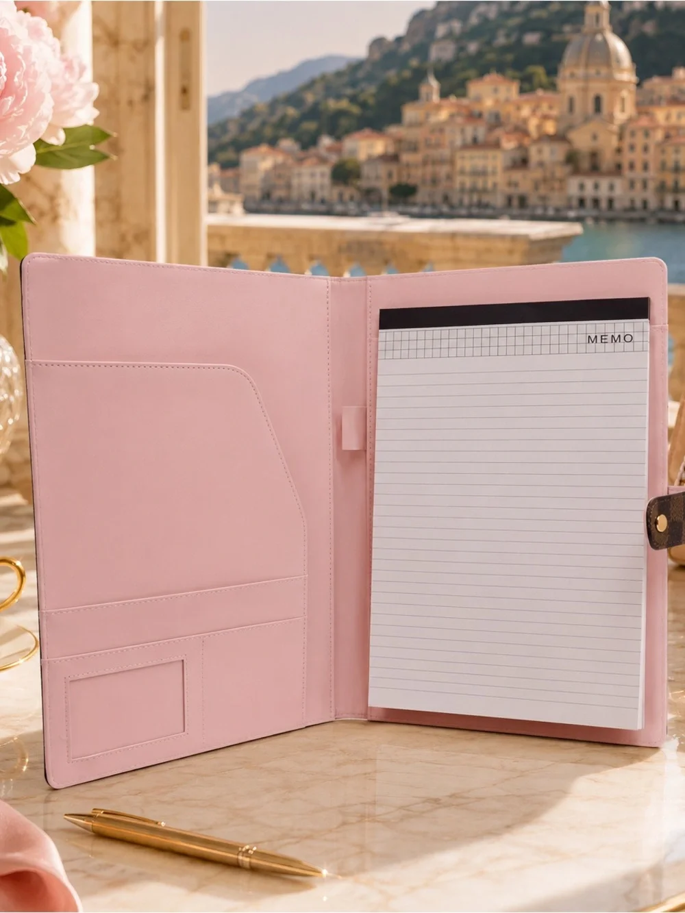 A4 Pink Tablet Folio Case with Notepad Holder